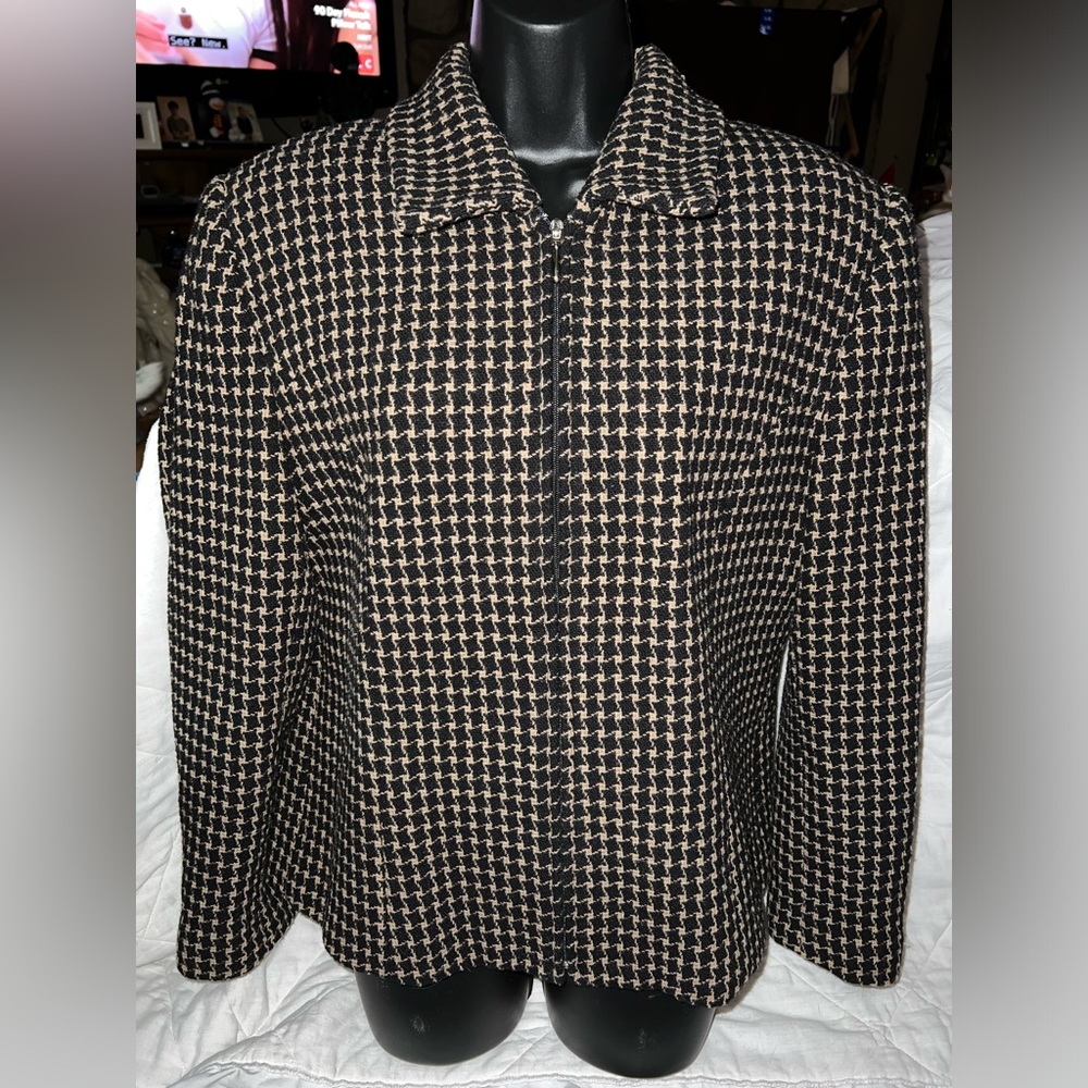 Nygard Collection Tweed Houndstooth Full Zip Jacket